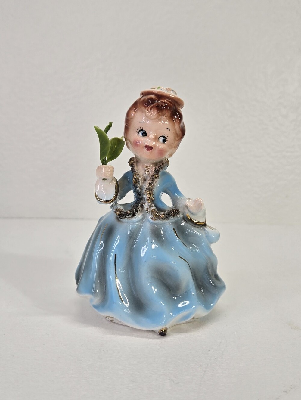 VTG Ucagco Lady Girl Vase Ceramic Planter MCM Spaghetti Trim MCM Retro Rare